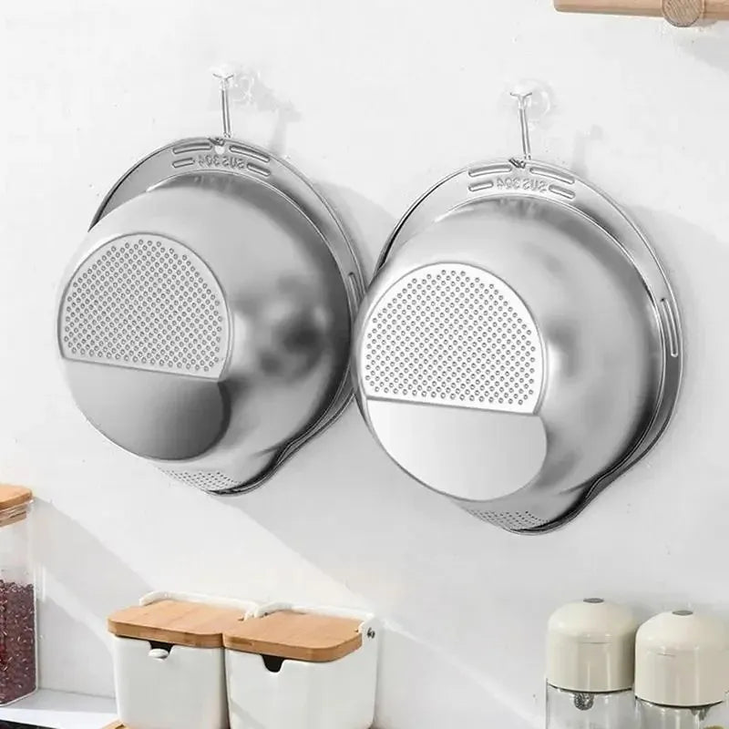 Tigela Inox com Escorredor para Arroz, Frutas e Legumes
