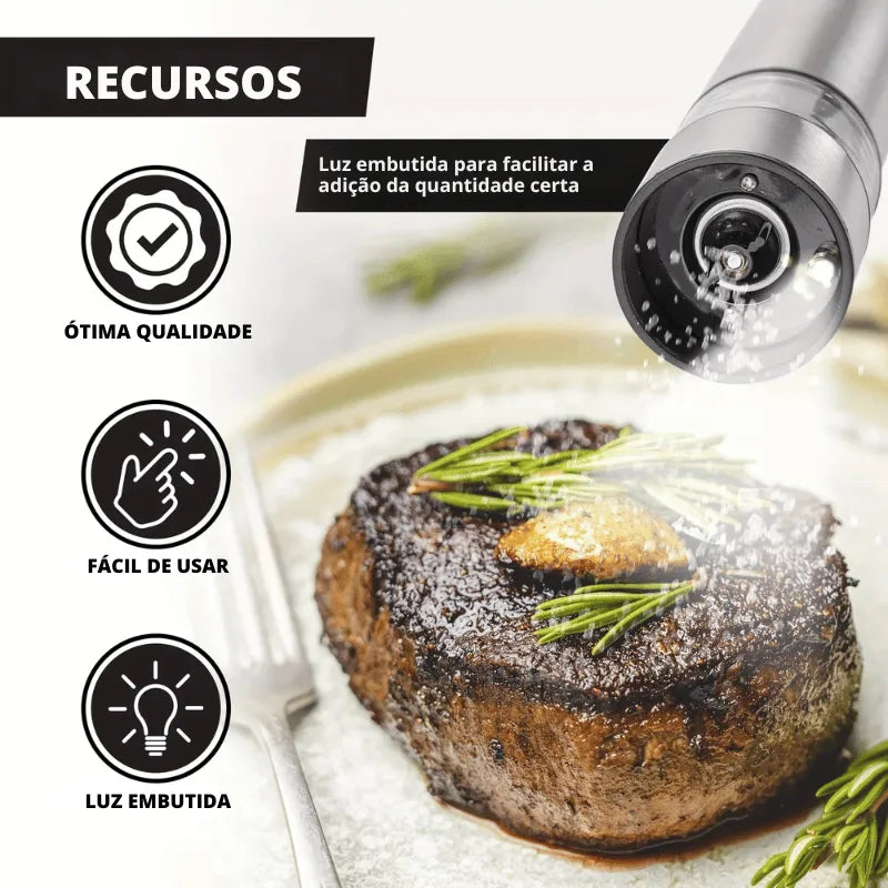 Moedor Elétrico de Sal e Pimenta Inox