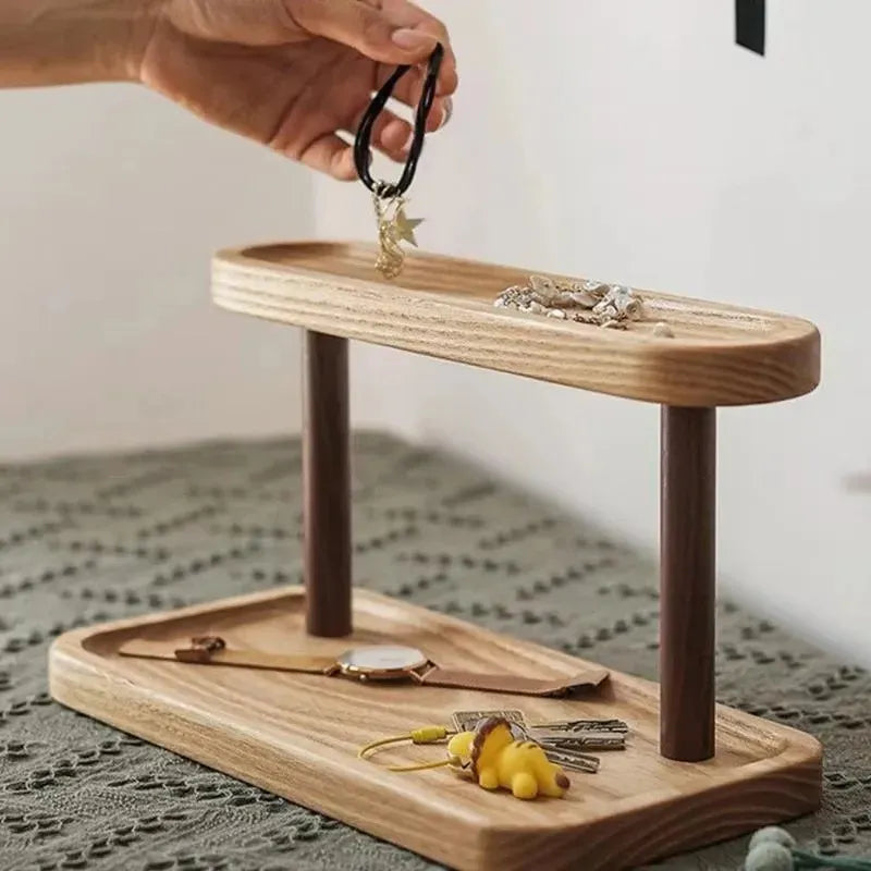 Organizador de Madeira de 2 Camadas para Mesa