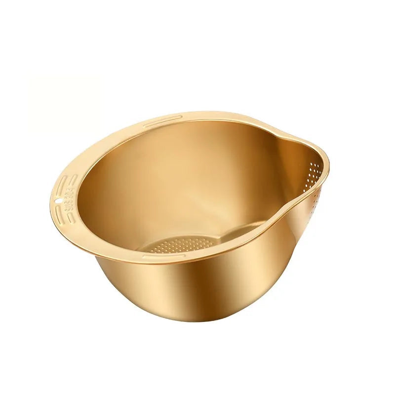 Tigela Inox com Escorredor para Arroz, Frutas e Legumes
