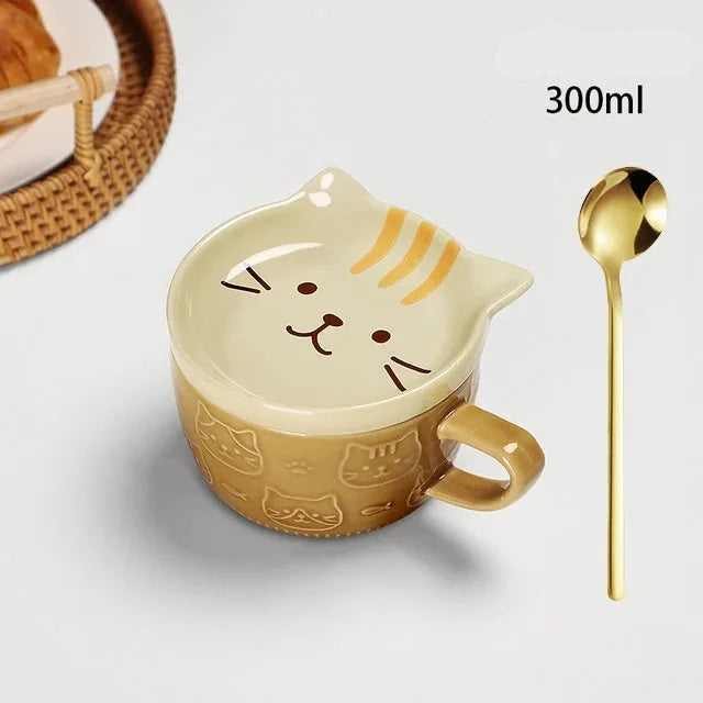 Caneca Gatinho com Tampa Criativa
