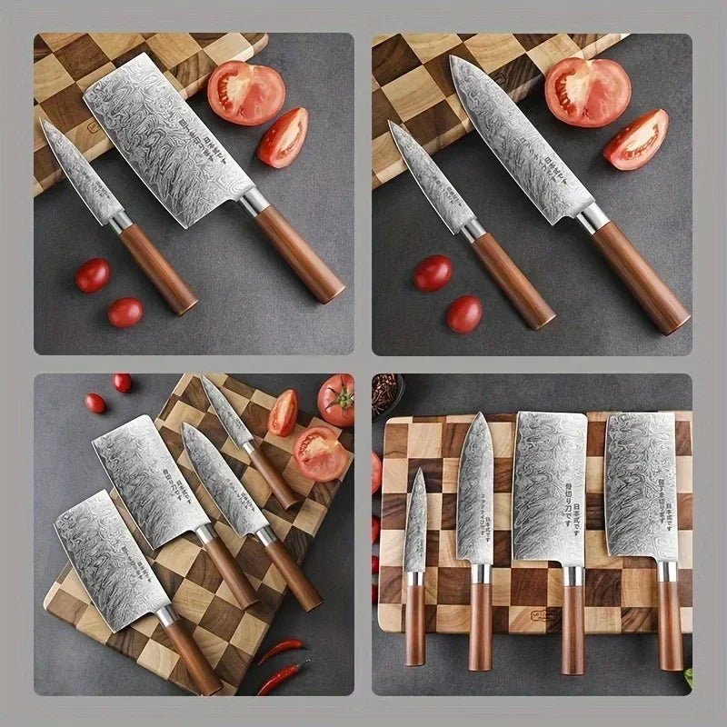 Kit 4 Facas Japonesas Profissionais em Aço Inox