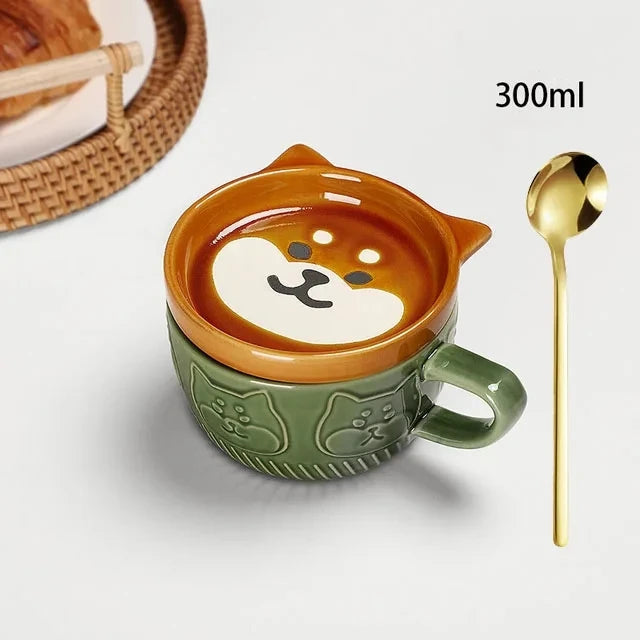 Caneca Gatinho com Tampa Criativa