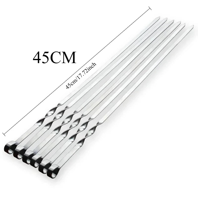 Kit Espetos para Churrasco Inox com Cabo de Madeira
