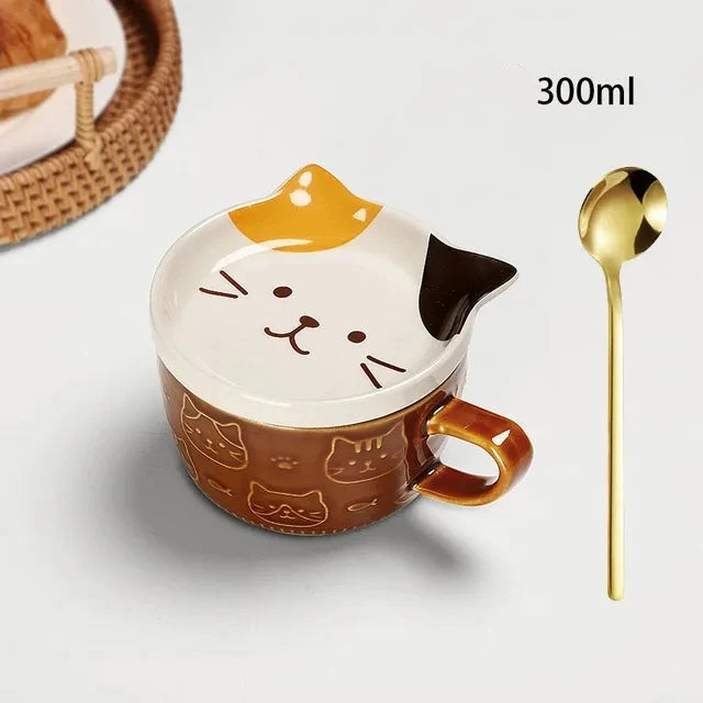 Caneca Gatinho com Tampa Criativa