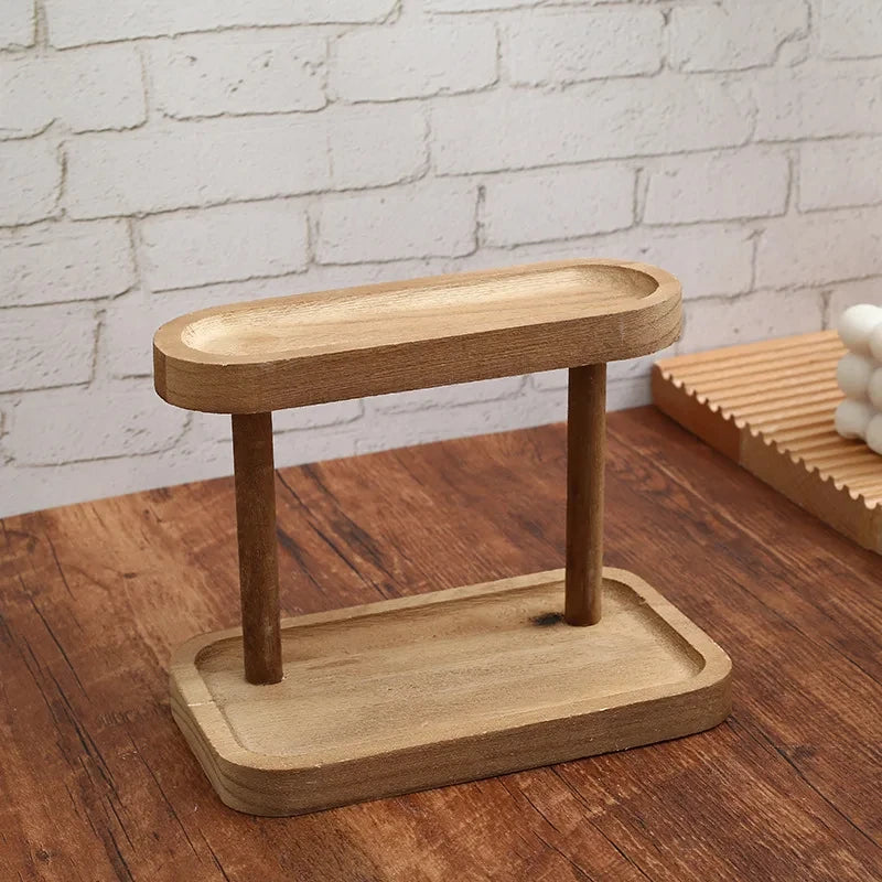 Organizador de Madeira de 2 Camadas para Mesa