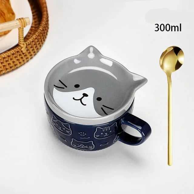 Caneca Gatinho com Tampa Criativa
