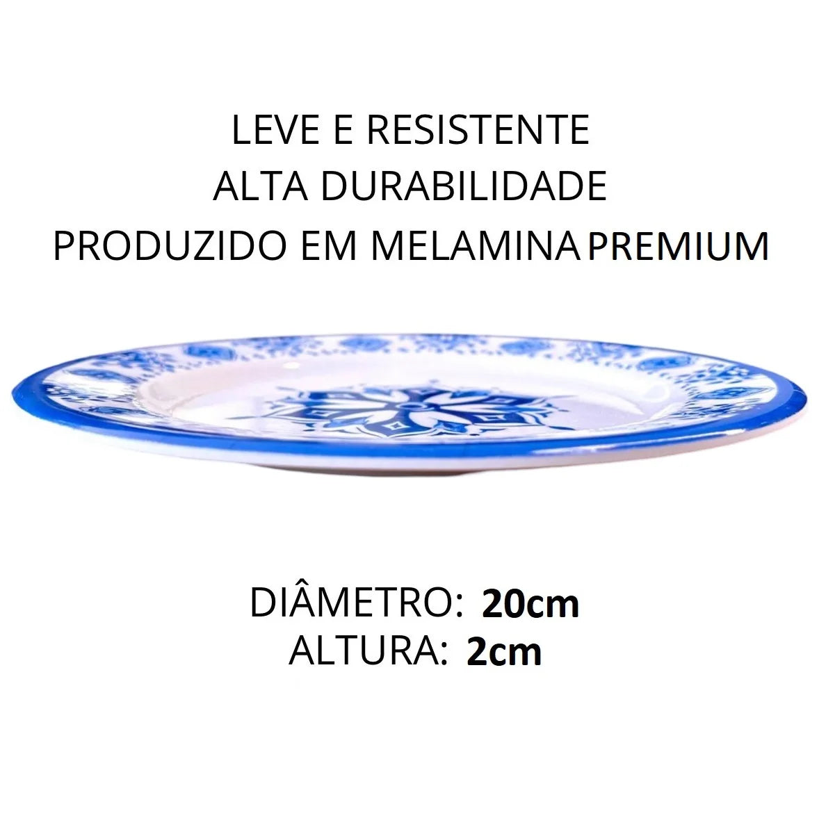 Jogo 12 Peças Melamina Premium Azul Mandala