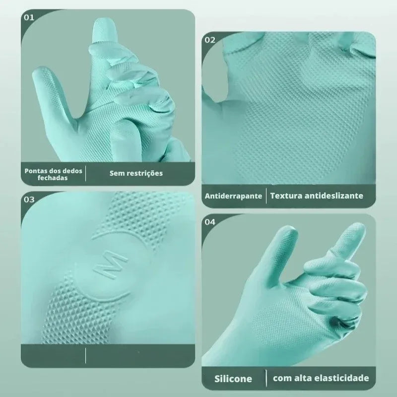 Luva de Silicone Longa Nitrílica para Limpeza