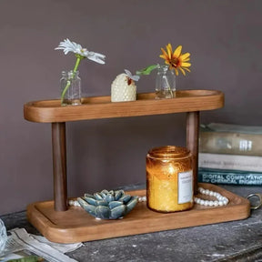 Organizador de Madeira de 2 Camadas para Mesa