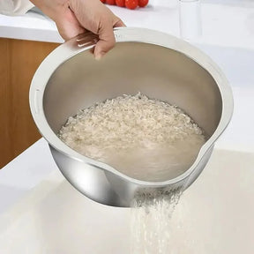Tigela Inox com Escorredor para Arroz, Frutas e Legumes