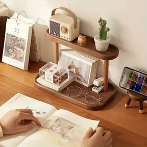 Organizador de Madeira de 2 Camadas para Mesa