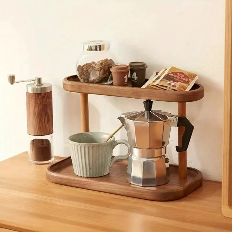 Organizador de Madeira de 2 Camadas para Mesa