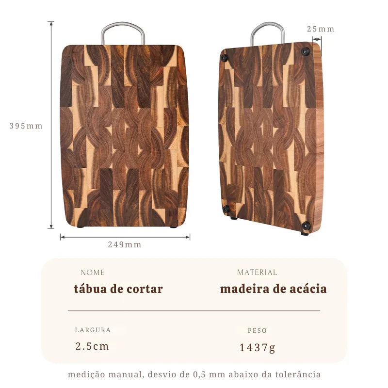 Tábua de corte em madeira acácia premium