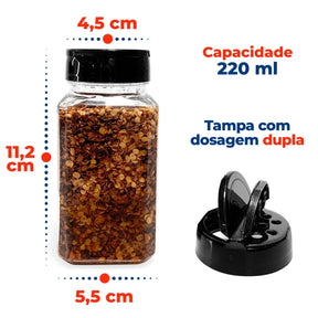 Kit 10 Potes para Temperos com Tampa Dosadora Dupla
