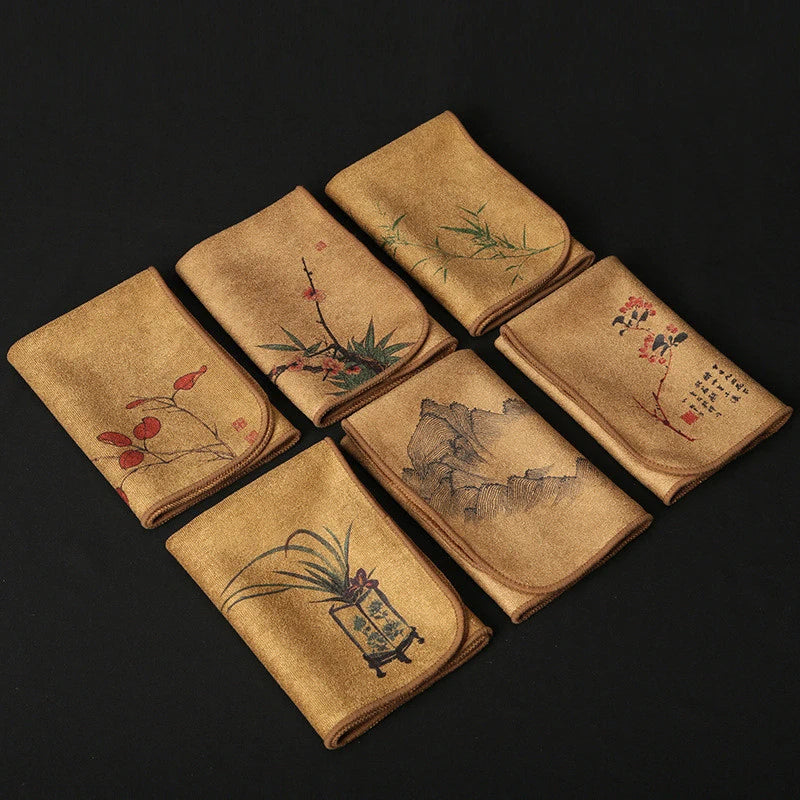 Toalha Oriental Pintada 30x30cm | Microfibra Superabsorvente e Decorativa