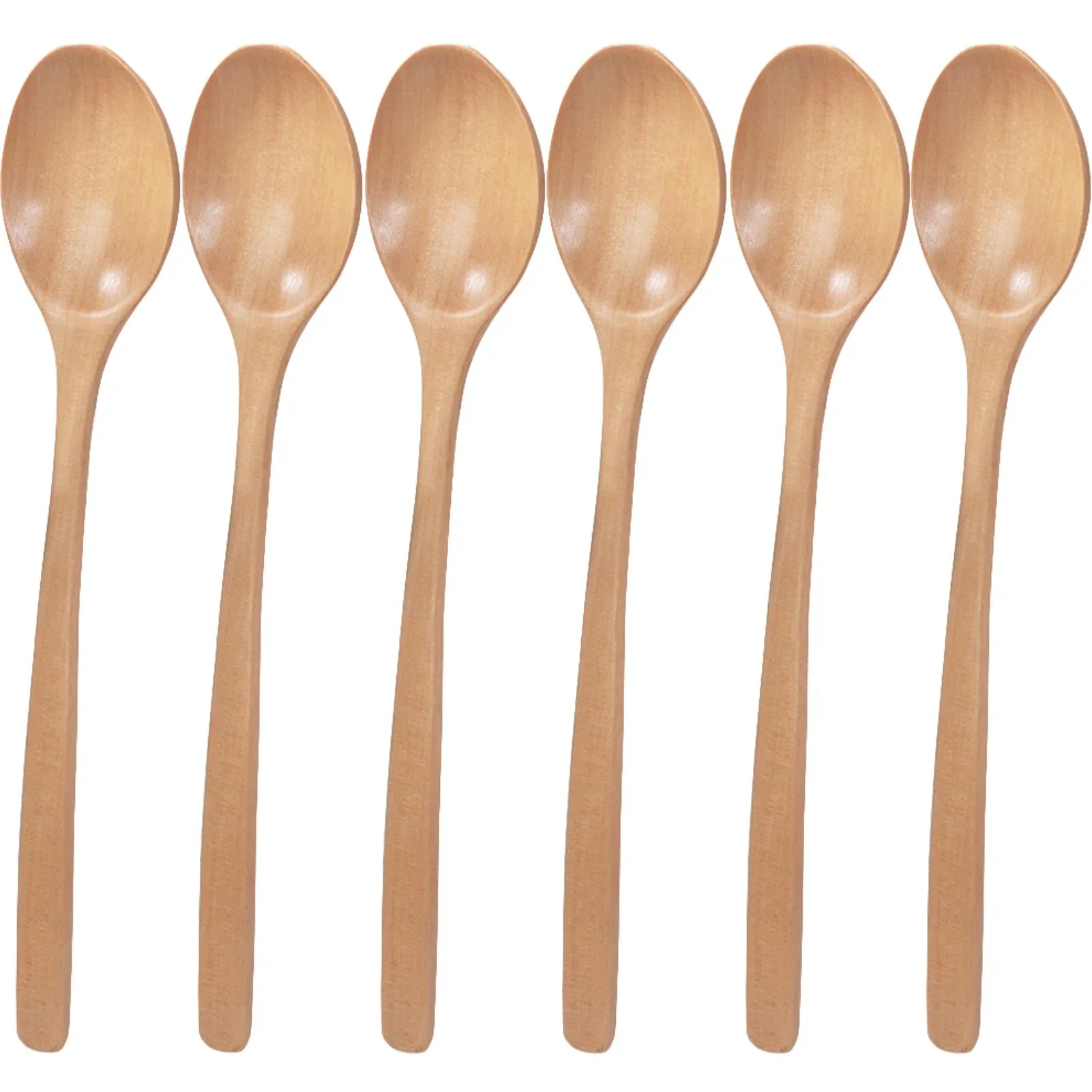 Kit 6 Colheres de Madeira Natural 