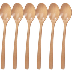 Kit 6 Colheres de Madeira Natural 