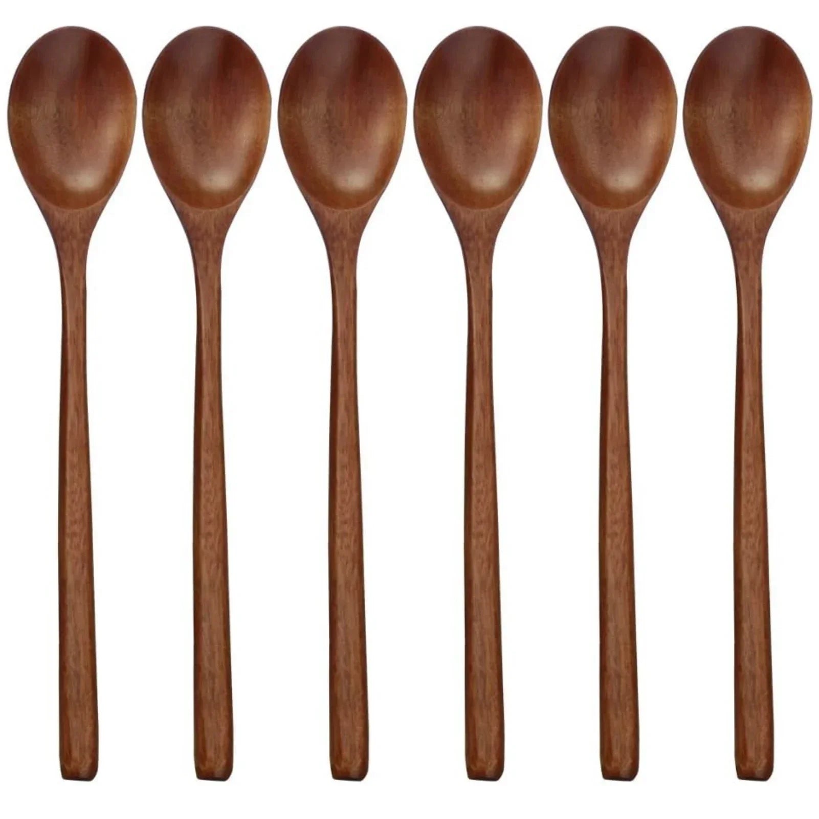Kit 6 Colheres de Madeira Natural 