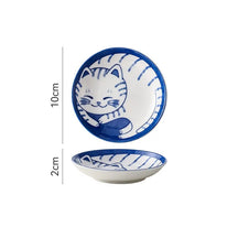 Prato Japonês de Porcelana com Estampa de Gato