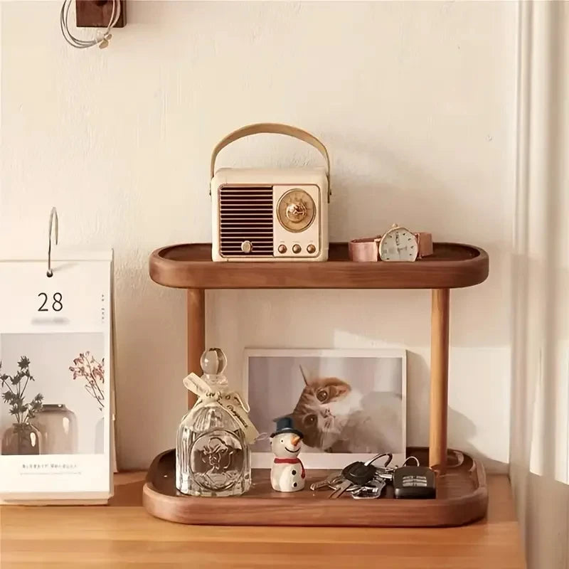 Organizador de Madeira de 2 Camadas para Mesa
