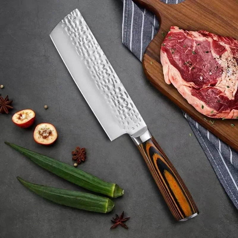 Faca Cleaver Forjada à Mão em Aço Inox com Cabo de Madeira – Gusto Gourmet