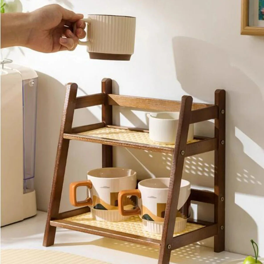 Organizador Multifuncional de Bambu com 2 Camadas