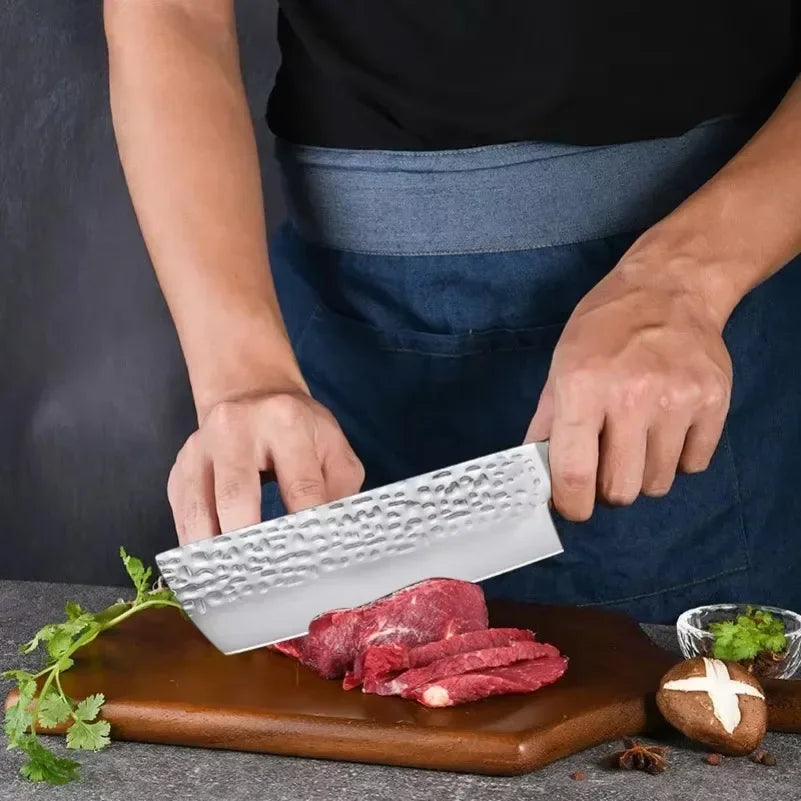 Faca Cleaver Forjada à Mão em Aço Inox com Cabo de Madeira – Gusto Gourmet