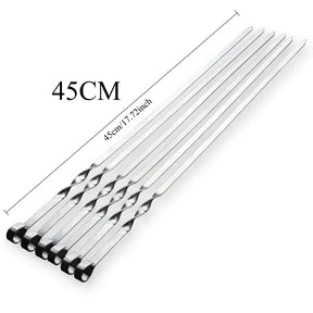 Kit Espetos para Churrasco Inox com Cabo de Madeira