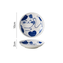 Prato Japonês de Porcelana com Estampa de Gato