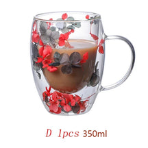 Caneca de Vidro Duplo com Flores