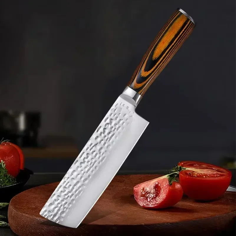 Faca Cleaver Forjada à Mão em Aço Inox com Cabo de Madeira – Gusto Gourmet