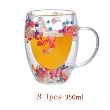Caneca de Vidro Duplo com Flores
