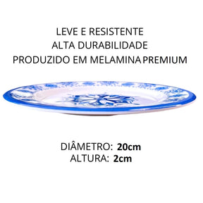 Jogo 12 Peças Melamina Premium Azul Mandala